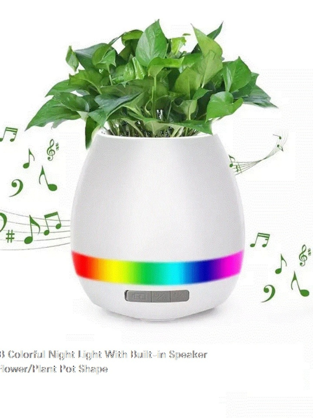 Colorful LED Touch Plant Pot Night Light - White with Multi-Color Accent - Picture 2 of 4